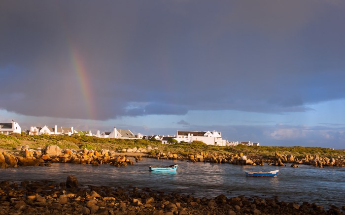 Jacobsbaai on a moody wet winter's day. West Coast, Western Cape.